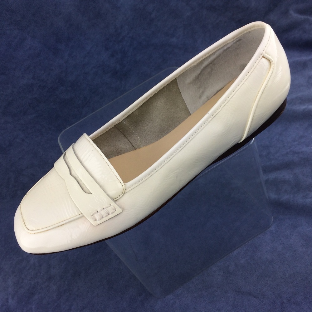 Enzo Angiolini White Patent Penny Loafer Wide